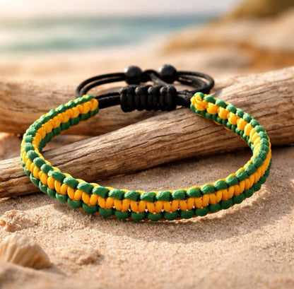 Braided Jamaican Flag Color Wrap Adjustable Bracelet for Men Women