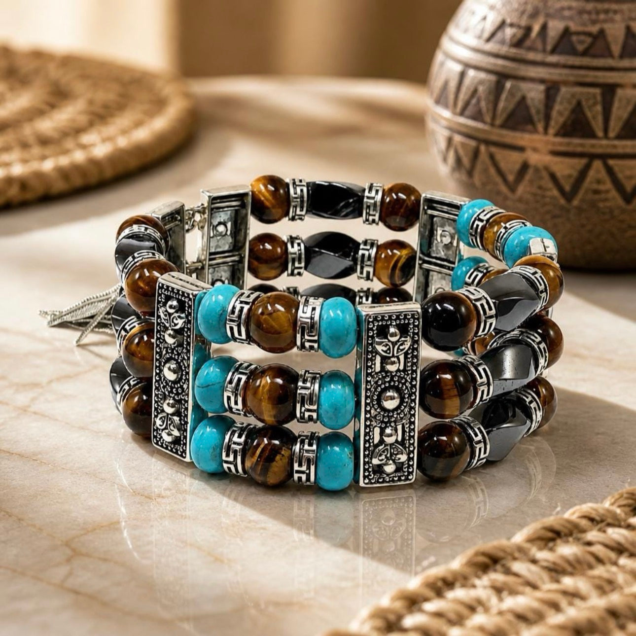 Yellow Tigers Eye Bracelet,Cuff Bracelet for Men Women, Turquoise Bracelet