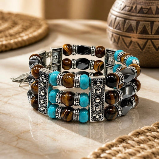 Yellow Tigers Eye Bracelet,Cuff Bracelet for Men Women, Turquoise Bracelet