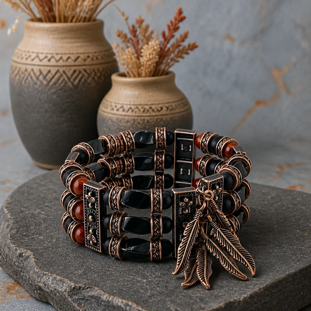 Red Jasper, Black Onyx and Hematite | Beaded Cuff Bracelets for Men Women
