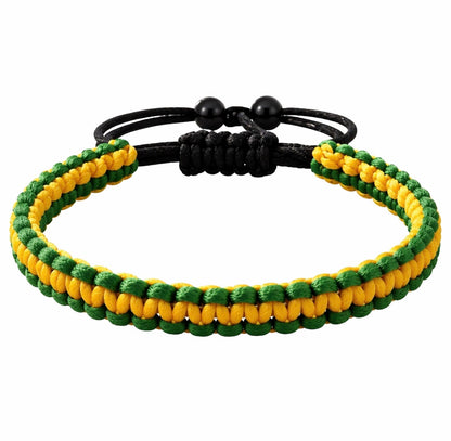 Braided Jamaican Flag Color Wrap Adjustable Bracelet for Men Women