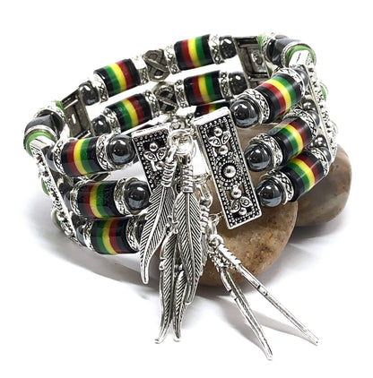 Jamaican Bracelet, Rasta Jewelry, Cuff Bracelet for Men and Women