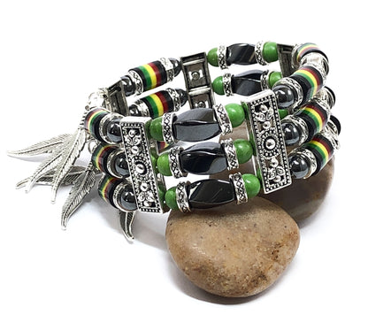 Jamaican Bracelet, Rasta Jewelry, Cuff Bracelet for Men and Women