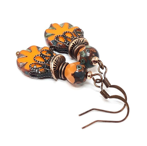 Boho Earrings, Gift Ideas for Her, Bohemian Earrings, Orange Earrings