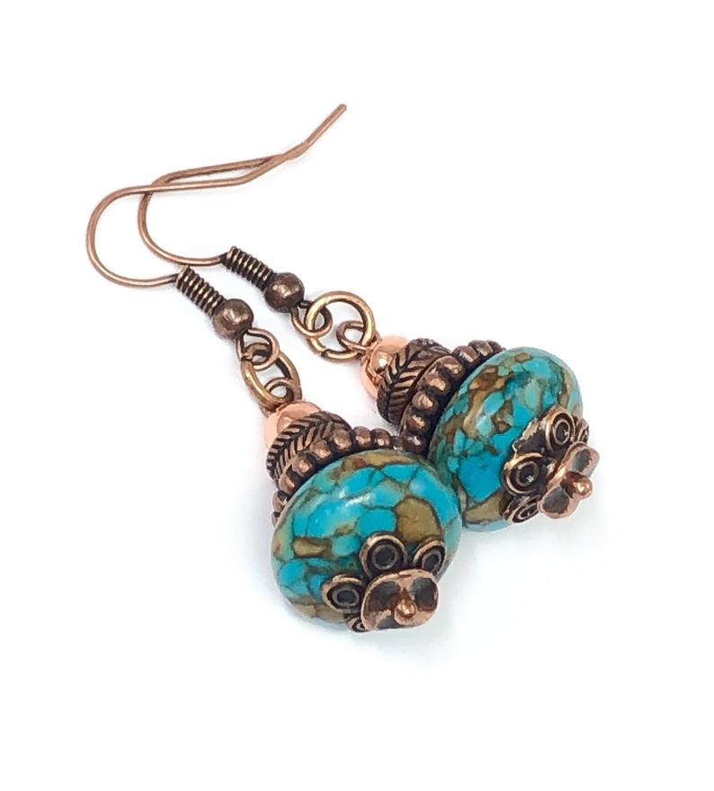 Turquoise Dangle Earrings, Hippie Earrings, Bohemian Earrings
