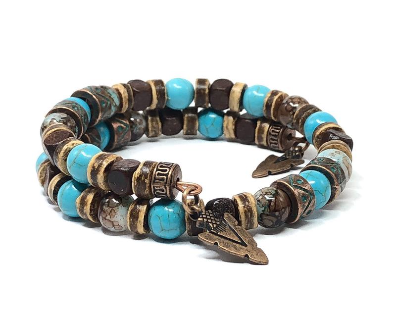 Natural Turquoise Bracelet | Men's Bracelets | Man Beads – Hayley Style