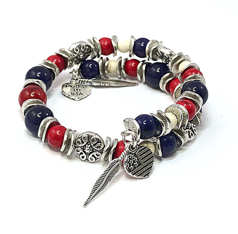 Patriotic Bracelet, Independence Day, Red White & Blue Bracelet, 4th of July Bracelet