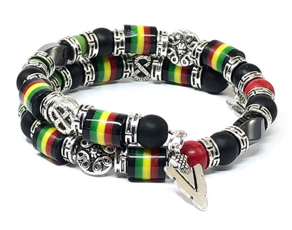 Men's Bracelet, Jamaican Bracelet, Memory Wire Bracelet, Caribbean Jewelry