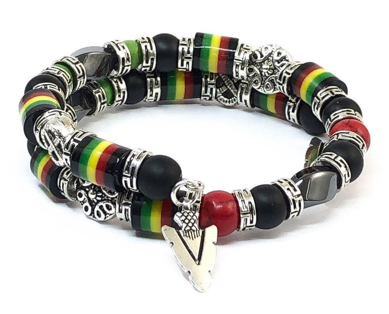 Men's Bracelet, Jamaican Bracelet, Memory Wire Bracelet, Caribbean Jewelry
